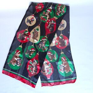 ADORABLE VINTAGE CARETA CAT SCARF Sheer scarf Christmas Bulb Ornaments Presents